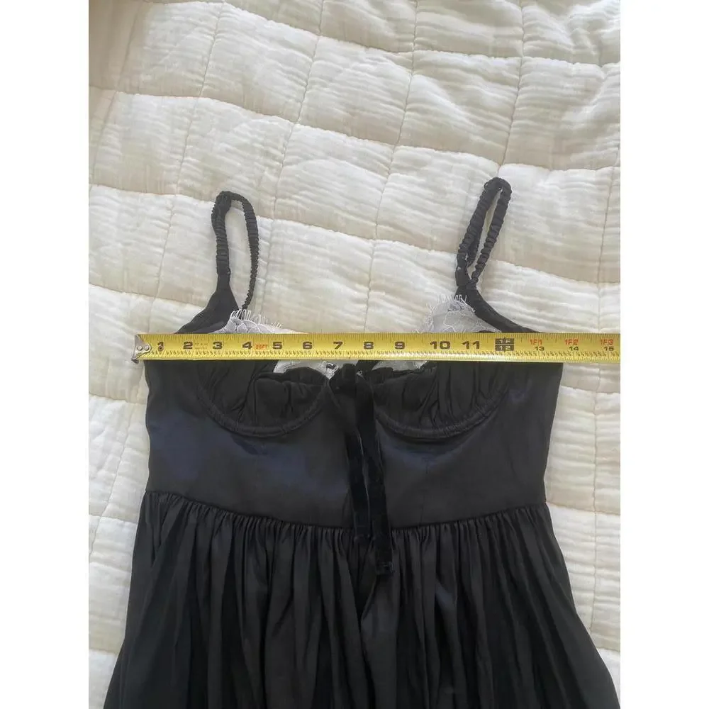 Anthropologie x For love and lemons - Black Midi Dress, Lace Trim, size XS - Picture 10 of 11